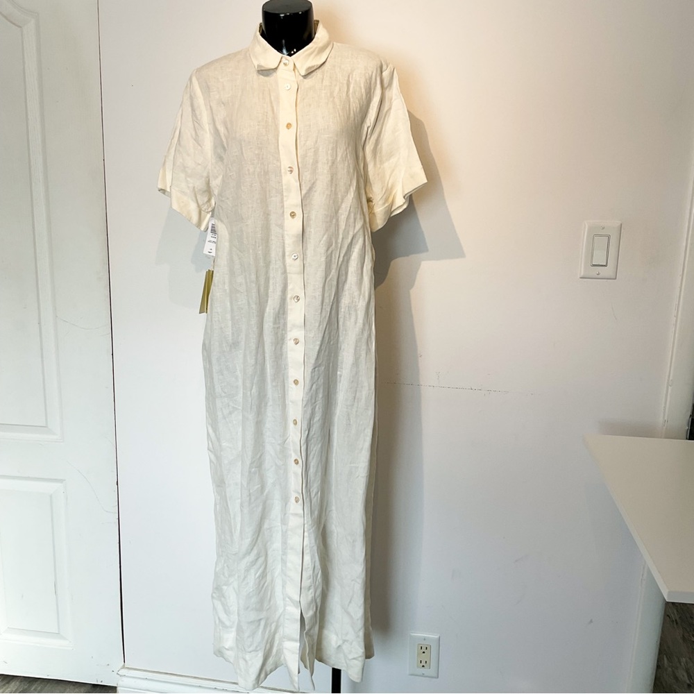 16. NWT WILFRED 100% Linen Button Up Summer Dress In White